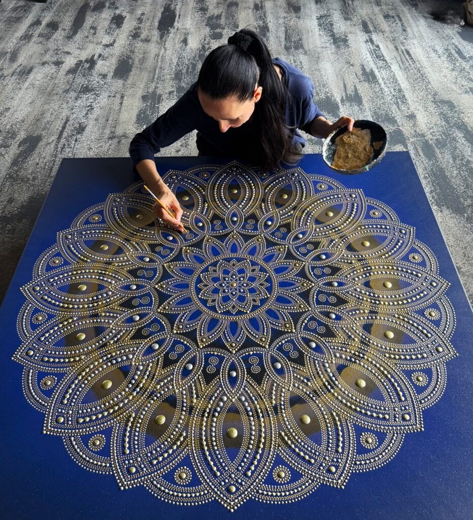 Mandala of Abundance created as a custom artwork for a penthouse with a breathtaking view.
Where luxury meets energetic flow.