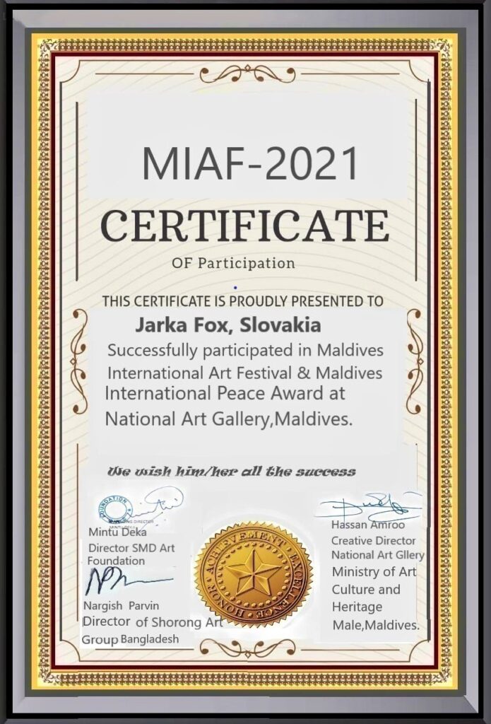 Maldives National Art gallery in Male certificate